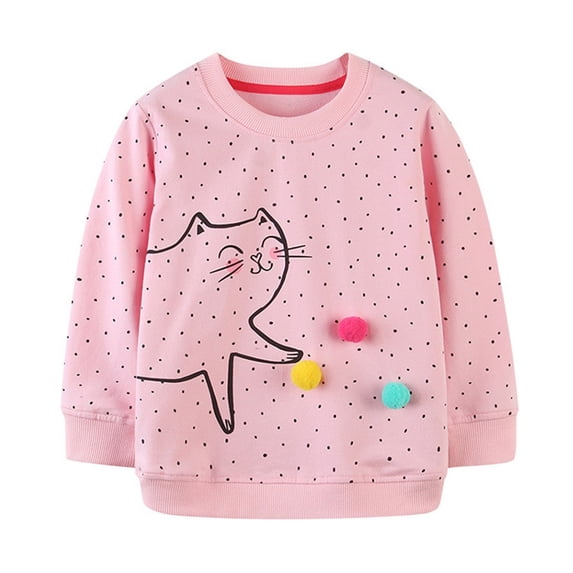 Confree Sweatshirts For Girls Graphic Print Long Sleeve Sweatshirt Spring Autumn Everyday Wear Soft Casual Toddler Girls Pullover Top Size 3-4 Years Pink