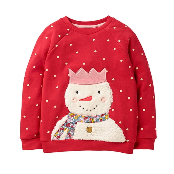 Confree Sweatshirts For Girls Graphic Print Long Sleeve Sweatshirt Spring Autumn Everyday Wear Soft Casual Toddler Girls Pullover Top Size 3-4 Years Red