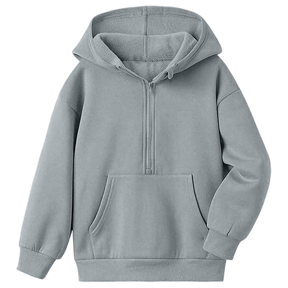 Confree Sweatshirts For Girls Spring Autumn Solid Color Long Sleeve Hoodies Everyday Wear Breathable Casual Big Girls Pullover Top Size 11-12 Years Gray