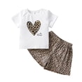 thumbnail image 1 of Confree Toddler Girls Outfit Graphic Print Short Sleeved Crew Neck Tees And Shorts Set Summer Dailywear Cute Comfortable Kids Girls Outfits Size 3-4 Years White, 1 of 8