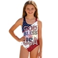 thumbnail image 1 of Confree Toddler Girls Summer Swimsuit 4Th Of July Patriotic Printing Bathing Suits Beach Soft Casual For Girls Swimwear Size 9-10 Years Red, 1 of 5