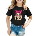 thumbnail image 1 of Confree Toddler Girls Summer Tshirts Graphic Print Short Sleeved Round Neck Tee Shirts Holiday Soft Casual Shirts For Girls Size 3-4 Years Black, 1 of 4