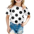 thumbnail image 1 of Confree Toddler Girls Tshirts Polka Dots Short Sleeved Crew Neck Tee Shirts Summer Playwear Soft Comfortable For Girls Tops Size 2-3 Years White, 1 of 4