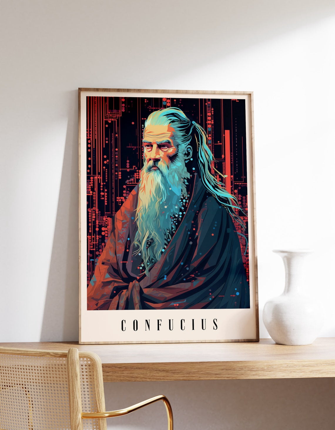 Confucius Philosopher Bookworm Poster, Living Room, Gallery Wall, Home ...