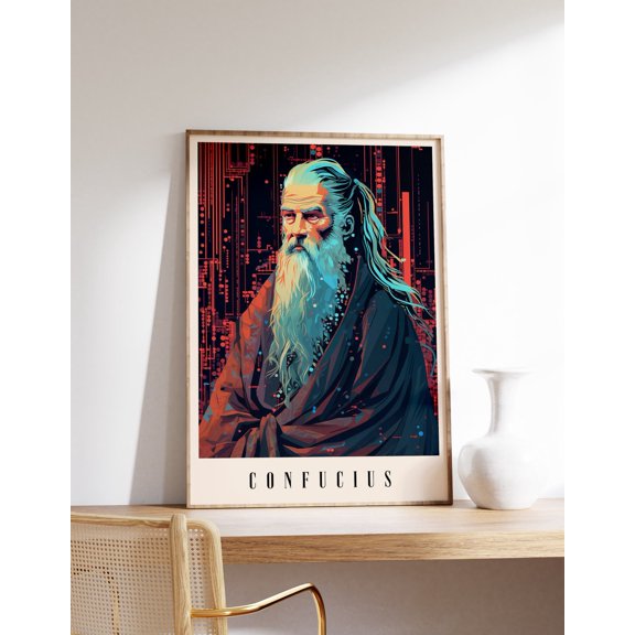 Confucius Poster Philosopher Print Bookworm Art