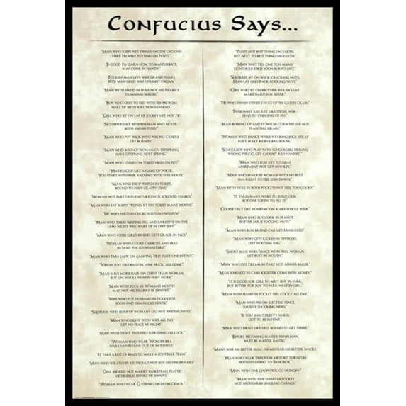 Confucius Says Laminated & Framed Poster (24 x 36)