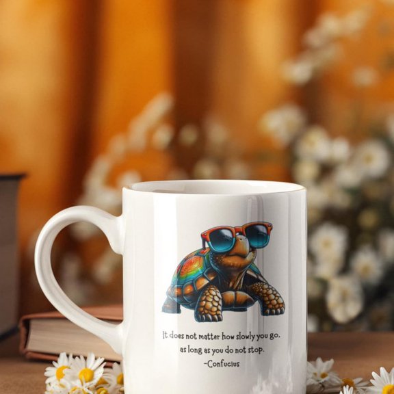 Confucs Turtle Mug Chill Vibes Wisdom Quote Cup Ocean Animal Gift Inspirational Philophy Ceramic Posit Mindfulness Home Dr.