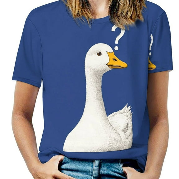 Confused Duck Wondering T Shirts Basic T-Shirt Short Sleeve Ladies Tee Shirt Summer Graphic Clothing