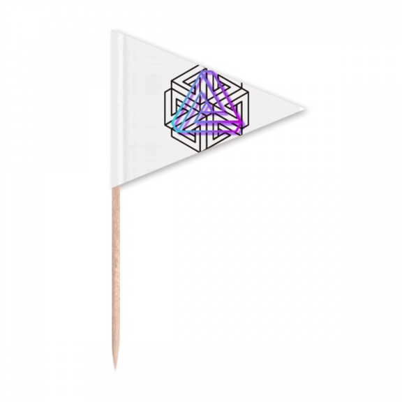 Confused Line Infinite Art Deco Fashion Toothpick Triangle Cupcake Toppers Flag
