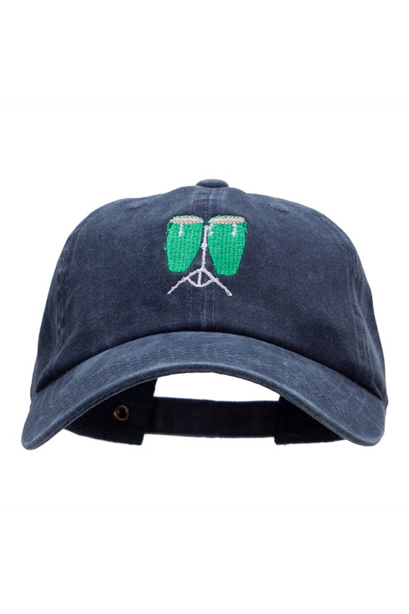 Conga Drums Embroidered Unstructured Cotton Cap - Navy OSFM