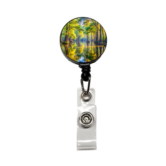 Congaree National Park South Carolina Watercolor Style Retractable Reel ID Badge Key Card Name Tag Holder with Clip