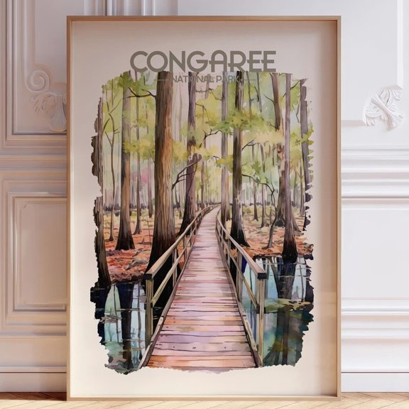 Congaree National Park Travel US Soft Pastel Tones Poster