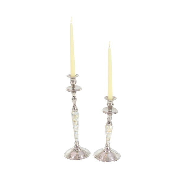 Congenial Inlay Candle Holders, Set Of 2