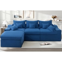 Congermom 104-inch L-Shaped Modular Sectional Sofa, Boneless Deep Seat Cloud Couch, Corduroy Fabric Living Room Couch, No Assembly Required, Blue