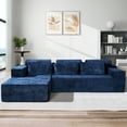 thumbnail image 1 of Congermom 105" Modular L-Shape Sectional Sofa with Chaise & Pillows, Comfy Deep-Seat Cloud-Couch, Luxury Velvet Sectional for Living Room, Left Facing Chaise, Blue, 1 of 8