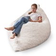 thumbnail image 1 of Congermom 4 in 1 Bean Bag Chair, Giant Memory Foam Filling Bean Bag Sofa, Adult Bean Bag Chair, Machine Washable Faux Fur Cover, Bean Bag for Adult (White), 1 of 9