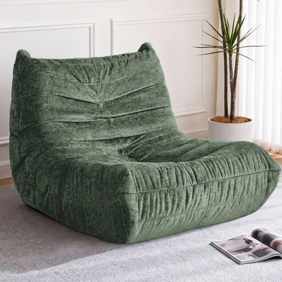 Congermom Bean Bag Chair, Giant Bean Bag Chairs for Adults, Bean Bag Sofa with Filler Faux Fur, Memory Foam Bean Bag Couches Fireside Lazy Sofa for Living Room, Bedroom, Office (Green)