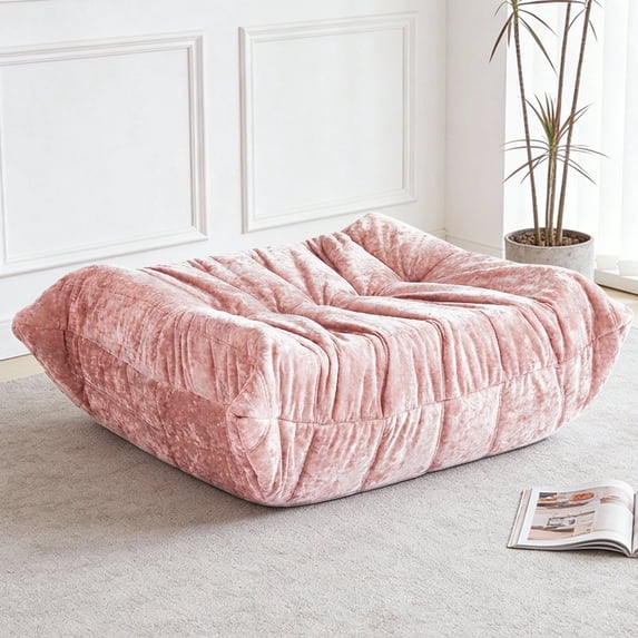 Congermom Bean Bag Ottoman, Foot Rest, Pouf Ottoman, Fireside Chair Memory Foam Lazy Bean Bag Sofa for Living Room, Bedroom, Dorm, Office(Pink)