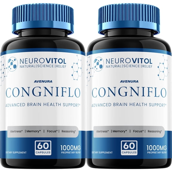 Congniflo Capsules  Neurovitol Congniflo Advanced Formula Natural Blend Memory Focus Support Supplement, 2 Pack, 120 Capsules