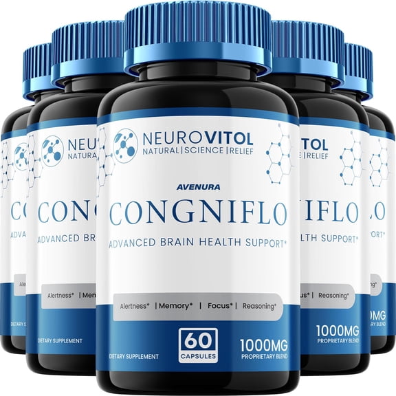 Congniflo Capsules  Neurovitol Congniflo Advanced Formula Natural Blend Memory Focus Support Supplement, 5 Pack, 300 Capsules