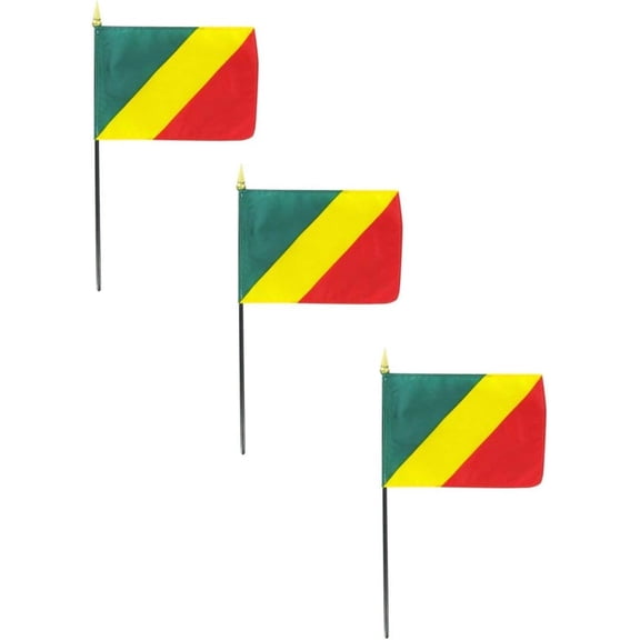 Congo 4 x 6 Inch Stick Flag - 3 PK