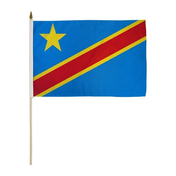 Congo Democratic Republic 12x18in Stick Flag