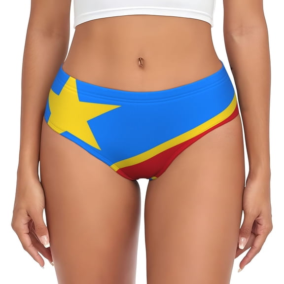 Congo Flag Bikini Panties Stretch Cool 3D printed Underwear for Women Medium