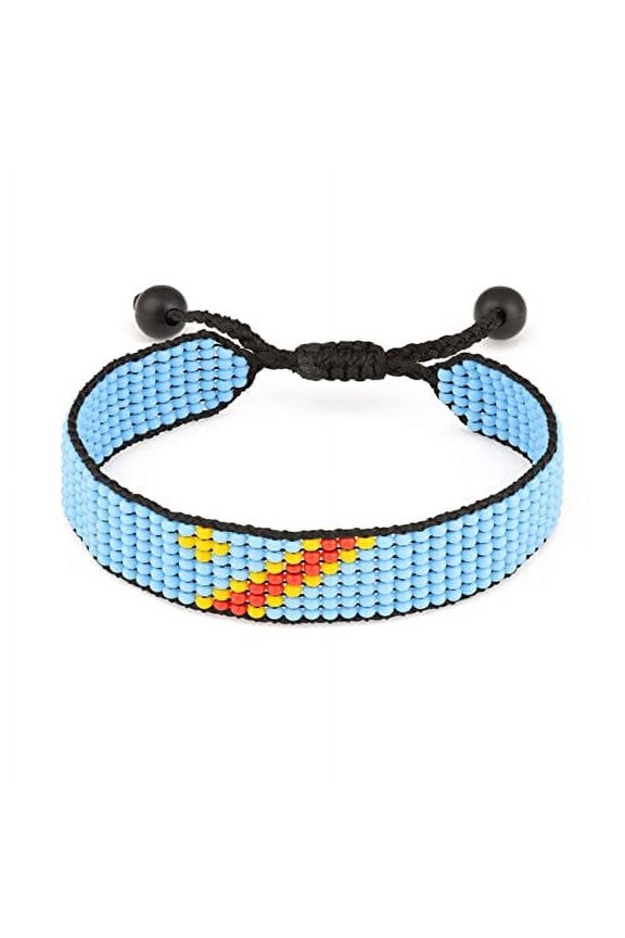Congo Flag Bracelet: Handmade Bracelet,Adjustable Beaded Boho-Style Rope Bangle with Patriotic Design