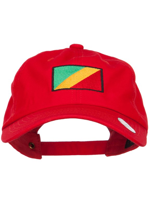 Congo Flag Embroidered Unstructured Cap - Red OSFM