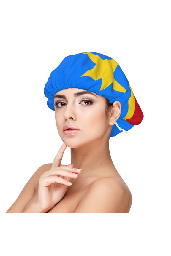 Congo Flag Sleep Cap Satin Bonnet Sleeping Hat Soft Elastic Night Hair Cover For Women