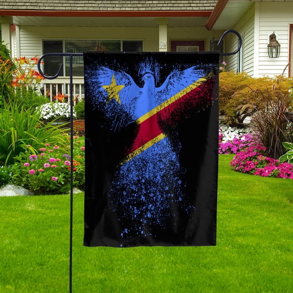 Congolese Flag With Eagle Painting - Proud Democratic Republic Of The Congo Garden Flag (11.5x17.5) Double-Sided Decorative Polyester Indoor/Outdoor Flag