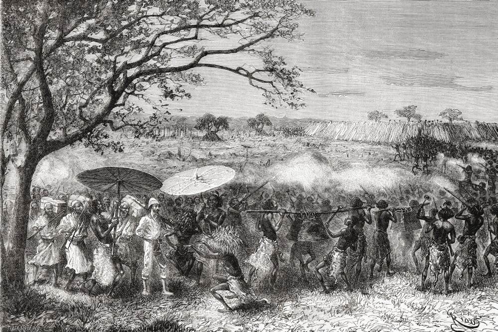 Congolese Tribe Accompany Explorer Pietro Paolo Savorgnan Di Brazz Canvas Art - Ken Welsh  Design Pics (18 x 12)