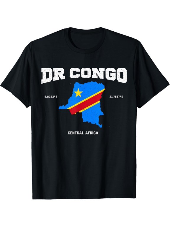 Congolese flag and map, Dr. Congo coordinates Tee T-Shirt