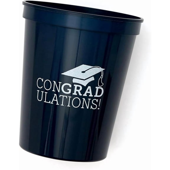 Congradulations Party Cups - 12oz Plastic Stadium Cup 12pcs