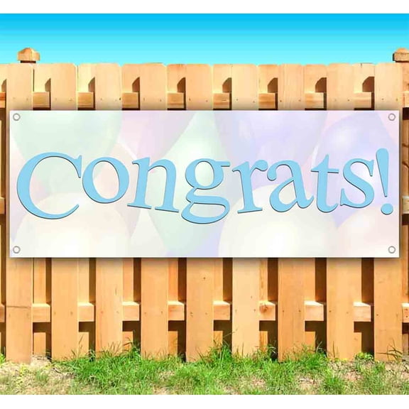 Congrats 13 oz Vinyl Banner With Metal Grommets