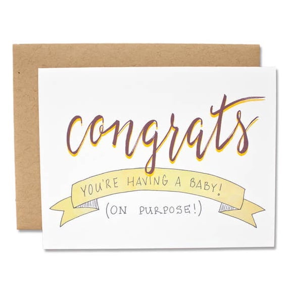 Congrats Baby Announcement Card  You're Having a Baby (On Purpose!)  Cute and Fun Design  Blank Inside  Perfect for Expecting Parents and Baby Showers
