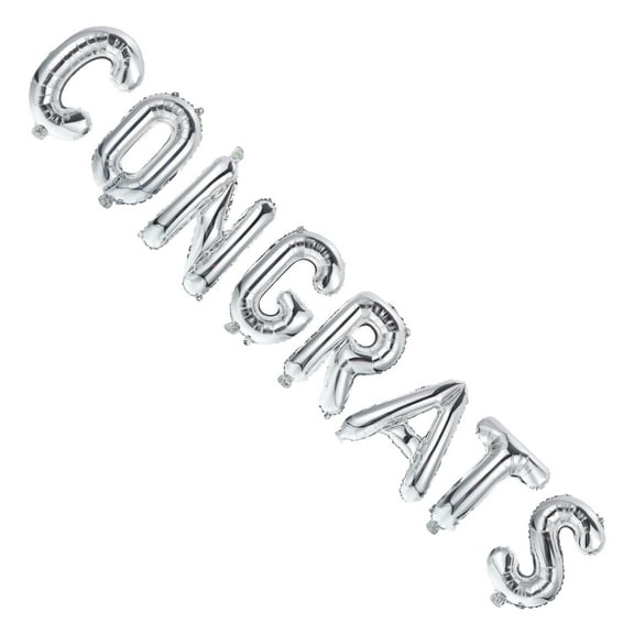 Congrats Balloon Party Hanging Ornaments Silver Decor Graduation Foil Balloons Congratulations Supplies