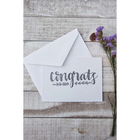 Congrats Card  Elegant Handwritten Design  Blank Inside for Personal Messages  Perfect for Graduations, Weddings, Promotions, and Celebrations  Envelope Included