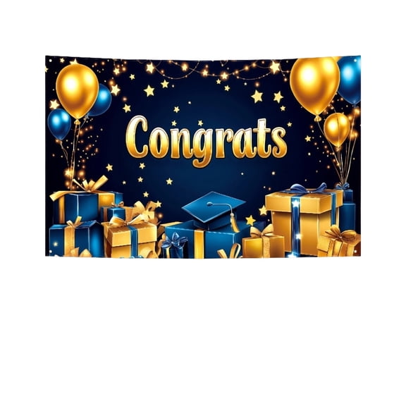 Congrats Class of 2026 Banner Black and Gold Graduation Decorations - Large 2026 Graduation Backdrop, Brown Congratulations Banner Grad Party Decorations Class of 2026