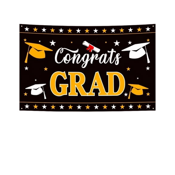 Congrats Class of 2026 Banner Black and Gold Graduation Decorations - Large 2026 Graduation Backdrop, Brown Congratulations Banner Grad Party Decorations Class of 2026