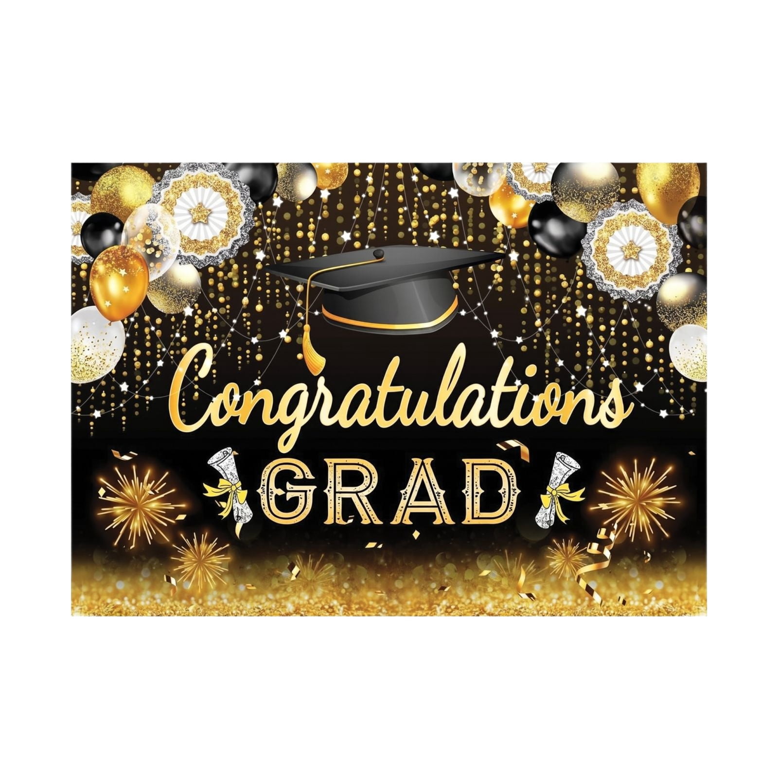 Congrats Class of 2026 Banner Black and Gold Graduation Decorations ...