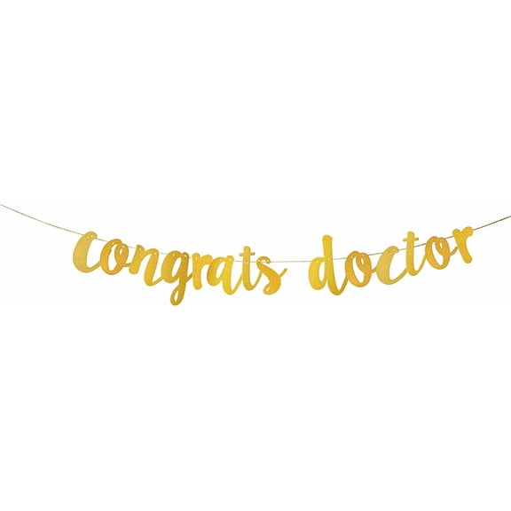 Congrats Doctor Banner,Gold Glitter Sign for Medical Doctor Graduation Decor,Graduation Sign,Doctor College Graduation Party Supplies Decoration.,17 Piece Set