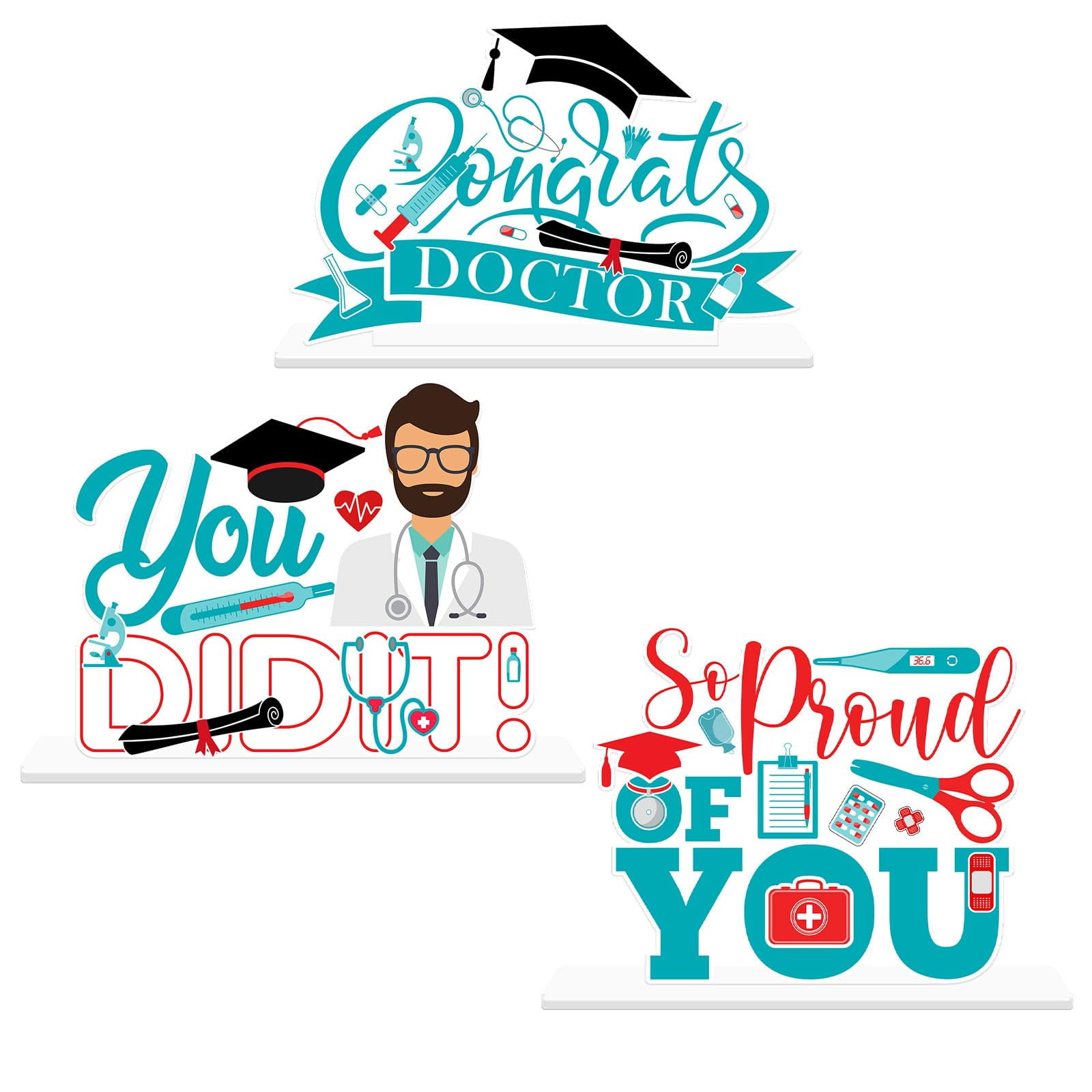 Dr Aimé Kissinger & Dr Beate Kissinger Augenärzte Congrats Doctor Graduation Table Centerpieces Set, Acrylic Congrats