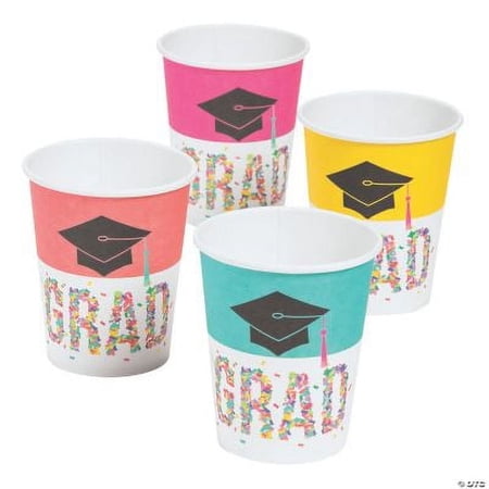 Congrats Girl Graduation Party Paper Cups, Graduation, Party Supplies, 8 Pcs