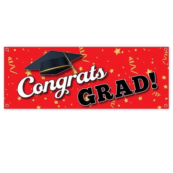 Congrats Grad 13 oz Banner 13 oz Vinyl Banner With Metal Grommets