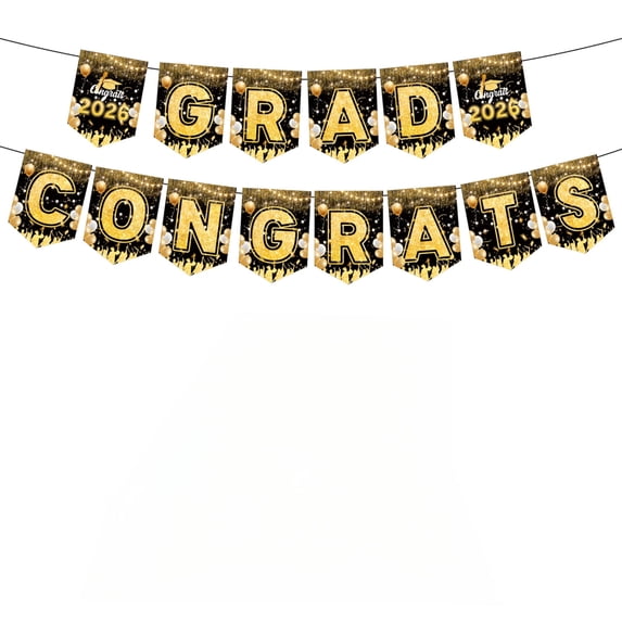 Congrats Grad 2026 Party Decorations, Graduation Party Supplies with 14 Flags Banner for Graduation Party (F)
