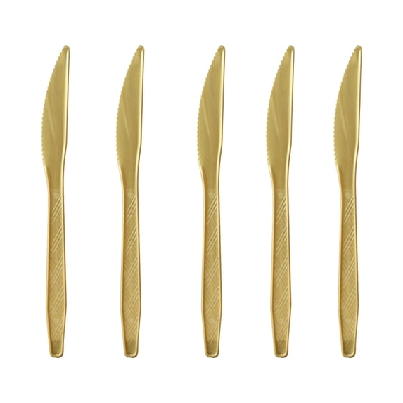 Congrats Grad 2026 Red Gold Graduation Party Decorations, 10pcs Gold Knives, Disposable Cutlery for Graduation Party (H)