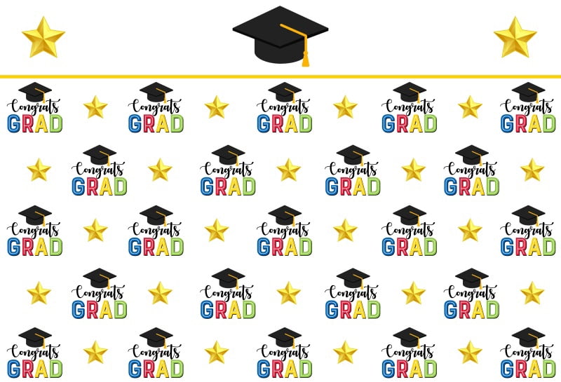 Congrats Grad Backdrop Black Gold Glitter Class of 2024 Graduation ...