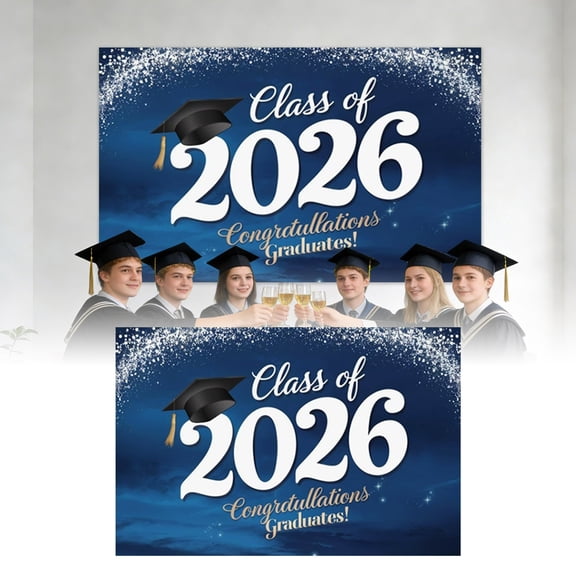 Congrats Grad Backdrop Graduation Class of 2026 Graduate Party Photography Background Graduation Party Decorations Supplies Cake Table Banner Photo Booth Props 71x43in
