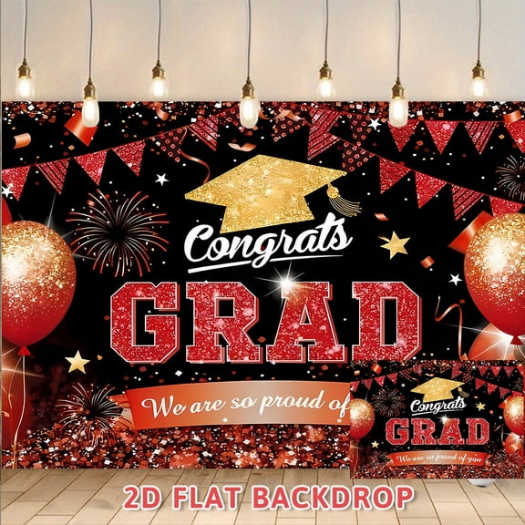 Congrats Grad Backdrop, Graduation Party Decor Banner, Suitable For Graduation Ceremony Celebration Party Photo Backdrop Wall Scene Decoration Supplies